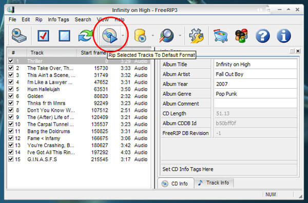 Конвертер FreeRIP MP3 позволяет пользователям копировать треки с CD и конвертировать их в аудиофайлы в форматах MP3, OGG, WMA, FLAC и так далее